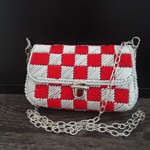 Handmade Checkerboard Crossbody Clutch Bag